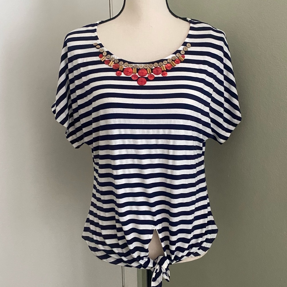 ♥️3x$20 - Ruby Rd Stripped Knot Top